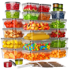 KEMETHY 50-Piece Large Food Storage Containers with Lids Airtight (25 Containers & 25 Lids), Kitchen Organization, Meal Prep,