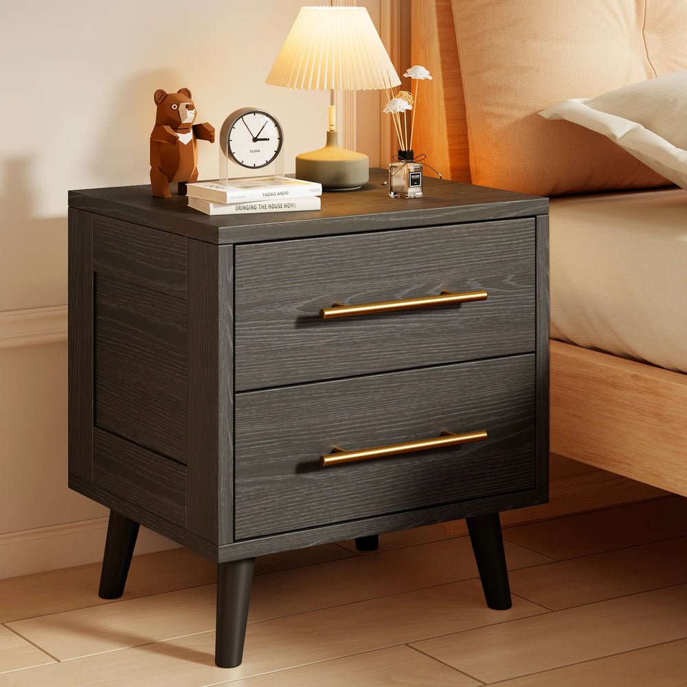 Noelse 3 Piece Bedroom Furniture Set, 6 Drawer Dresser with 2 Nightstands, Modern Wood Storage Organizer with Metal Handles for Bedroom, Living Room, Black