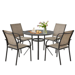 AECOJOY 5 Piece Patio Table and Chair Set for 4, Outdoor Dining Set with 1.73" Umbrella Hole