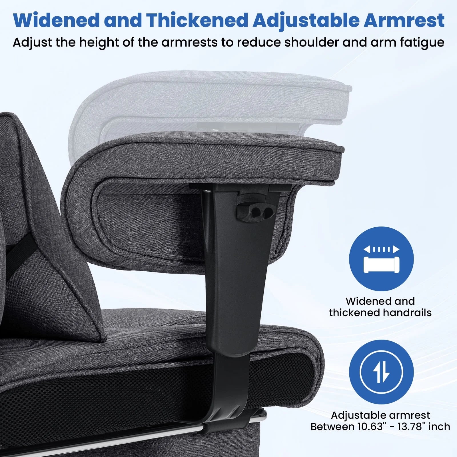 Hoffree Big and Tall Fabric Office Chair 450 lb, Executive Desk Chair with Massage Ergonomic Computer Chair with Footrest Reclining Desk Office Chair with Lumbar Support for Home Office