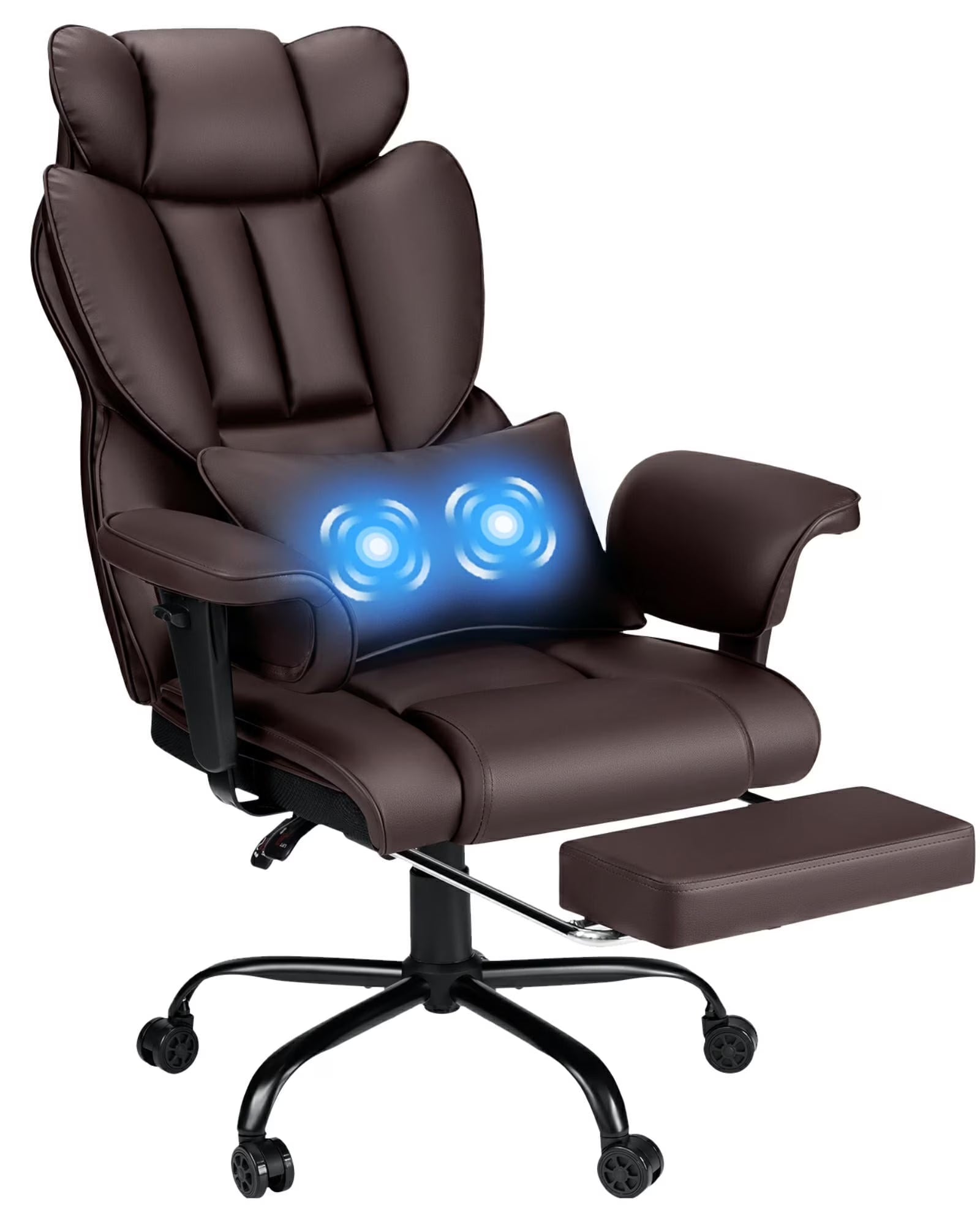 Hoffree Big and Tall Fabric Office Chair 450 lb, Executive Desk Chair with Massage Ergonomic Computer Chair with Footrest Reclining Desk Office Chair with Lumbar Support for Home Office