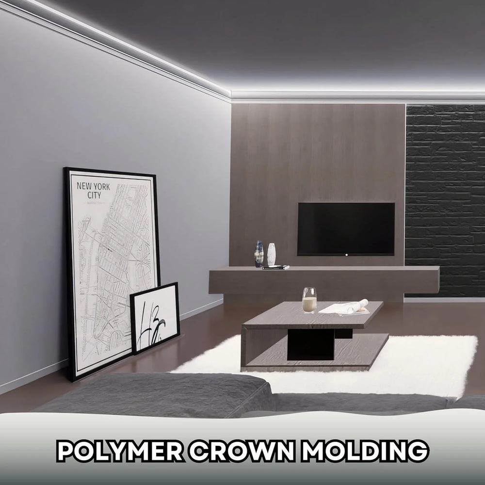 7 - Piece 94.5 (55.12 Ft) Crown Molding with Duct Kit for Seamless Ambient Home Accent Lighting | Waterproof Channel for Easy LED Strip Installation (CROWN MOLDING WITH LED DUCT)