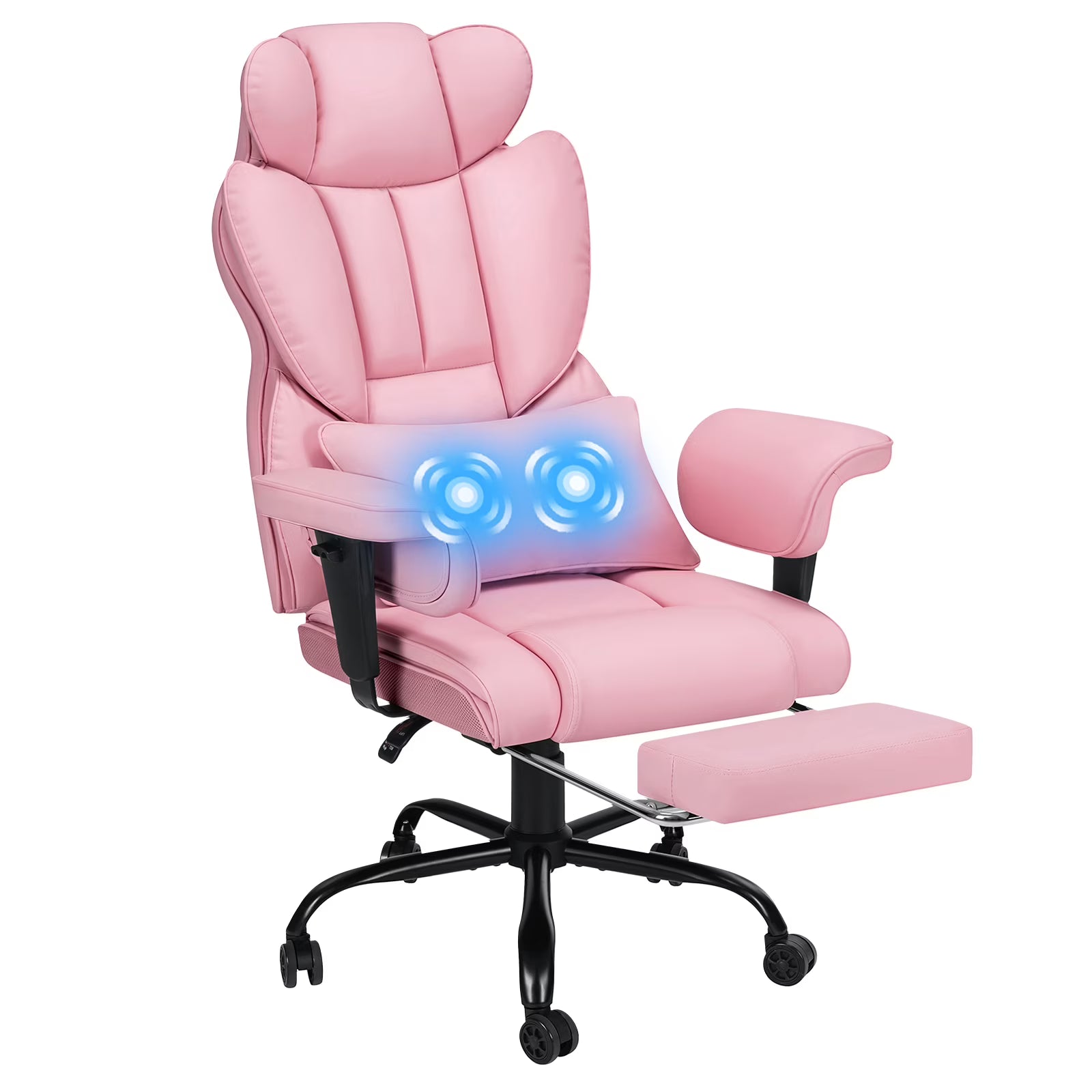 Hoffree Big and Tall Fabric Office Chair 450 lb, Executive Desk Chair with Massage Ergonomic Computer Chair with Footrest Reclining Desk Office Chair with Lumbar Support for Home Office