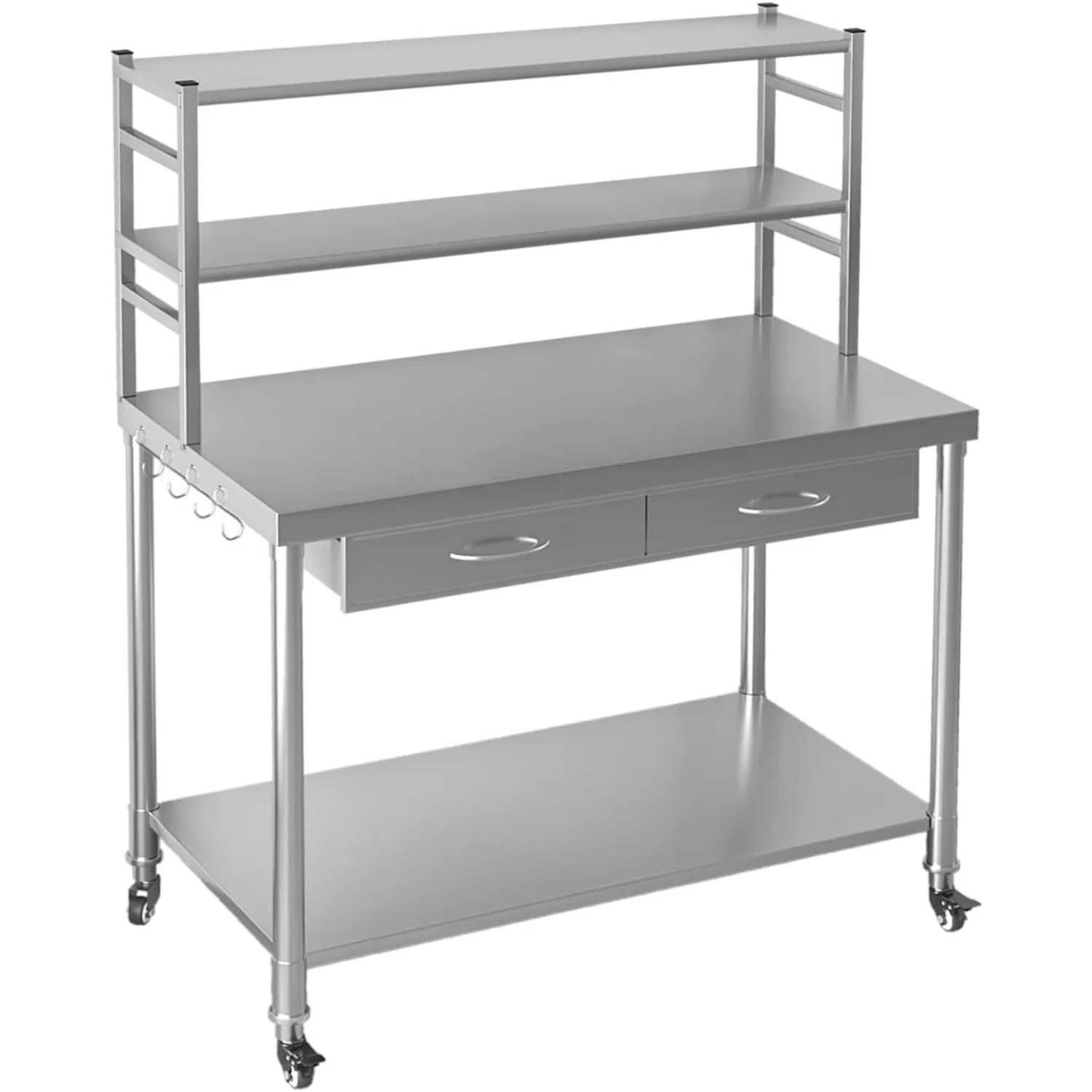 AECOJOY Stainless Steel Table with Shelves and Drawer 48"x24" Prep Table for Commercial Kitchen