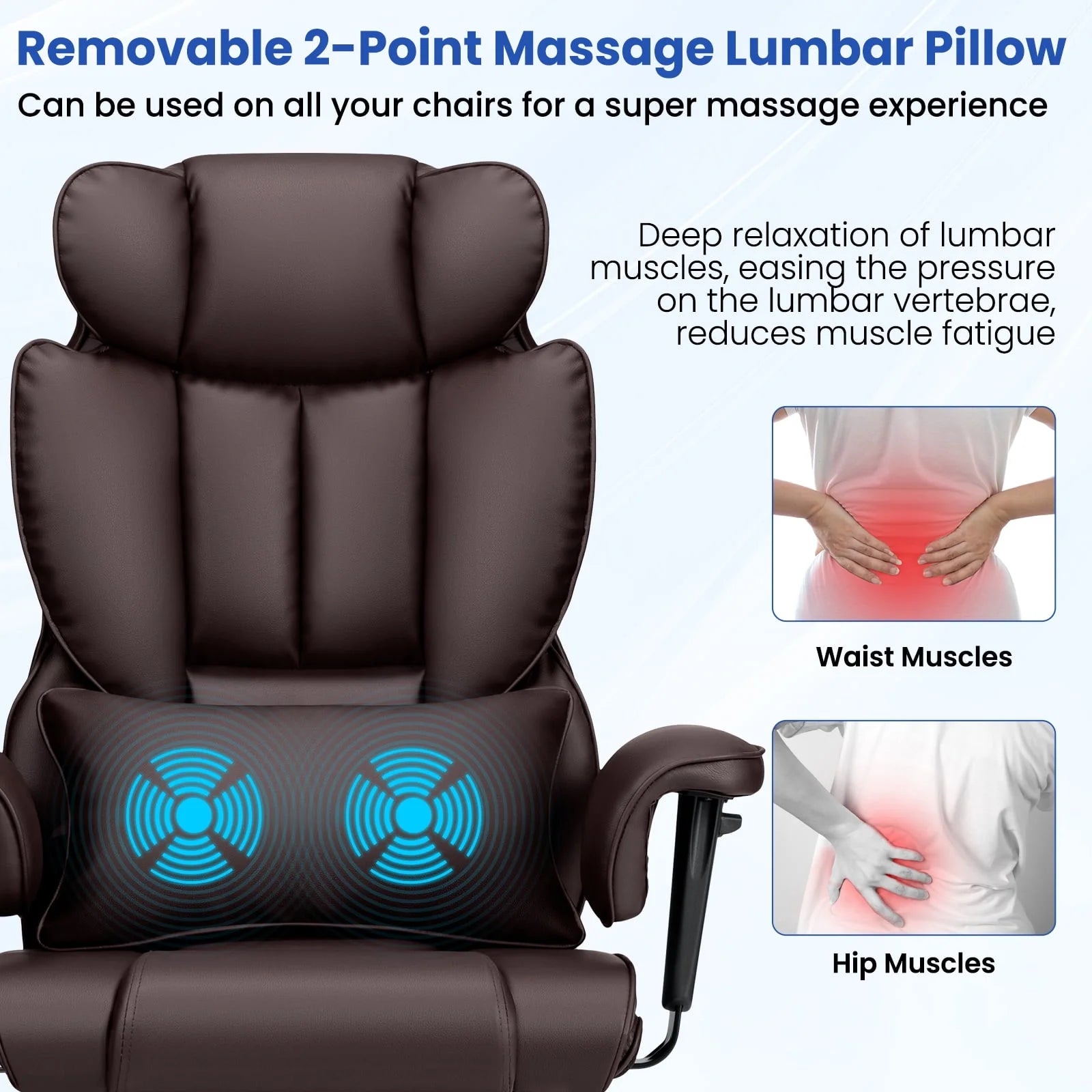 Hoffree Big and Tall Fabric Office Chair 450 lb, Executive Desk Chair with Massage Ergonomic Computer Chair with Footrest Reclining Desk Office Chair with Lumbar Support for Home Office