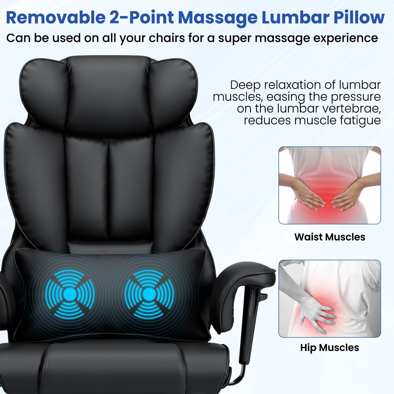 Hoffree Big and Tall Fabric Office Chair 450 lb, Executive Desk Chair with Massage Ergonomic Computer Chair with Footrest Reclining Desk Office Chair with Lumbar Support for Home Office