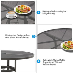 AECOJOY 5 Piece Patio Table and Chair Set for 4, Outdoor Dining Set with 1.73" Umbrella Hole