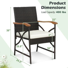Tangkula Patio Wicker Chair Set of 2, Outdoor PE Rattan Chairs
