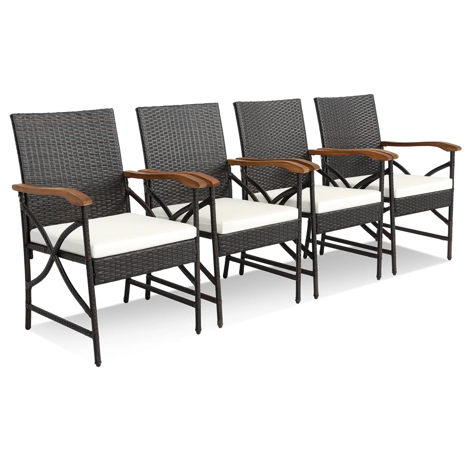Tangkula Patio Wicker Chair Set of 2, Outdoor PE Rattan Chairs