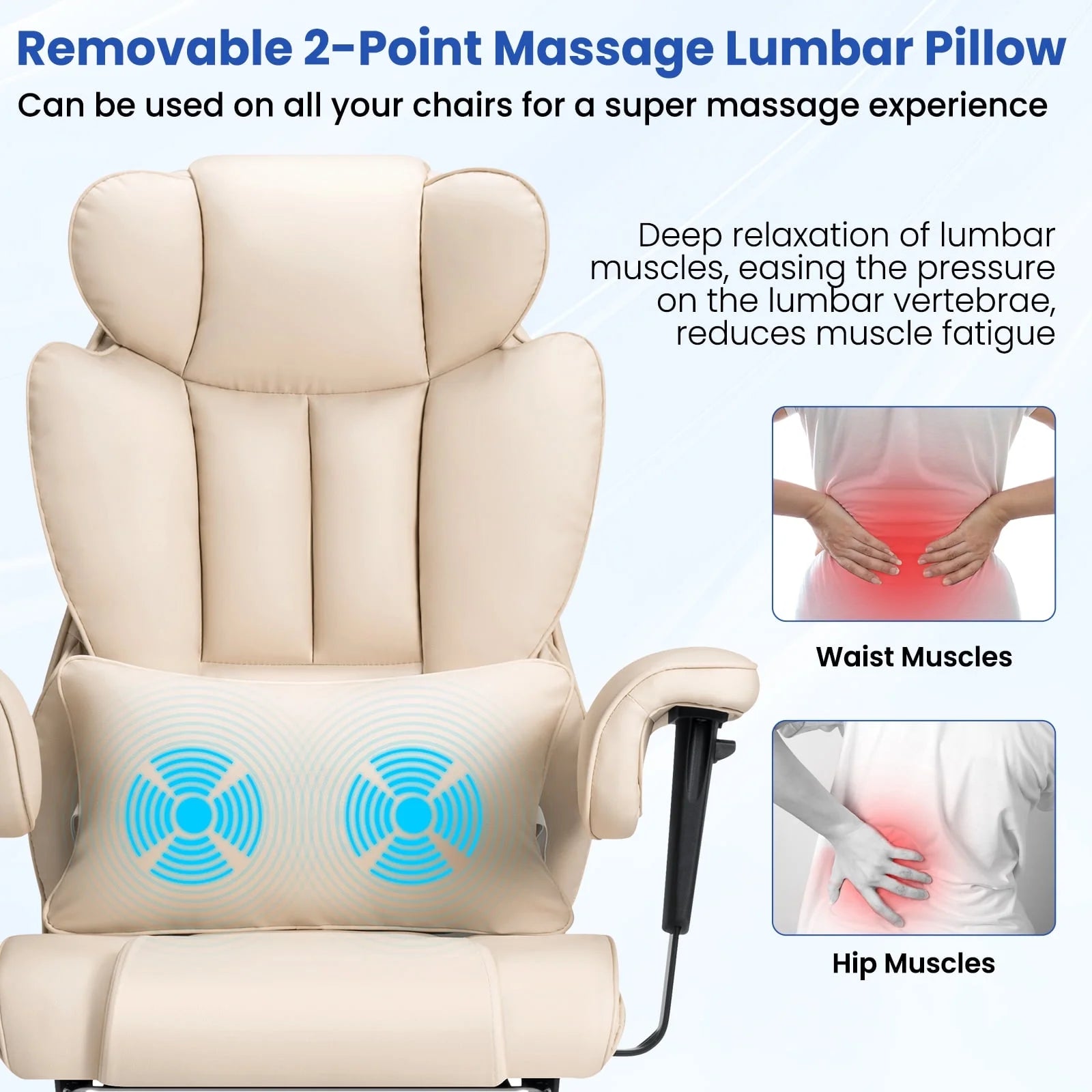 Hoffree Big and Tall Fabric Office Chair 450 lb, Executive Desk Chair with Massage Ergonomic Computer Chair with Footrest Reclining Desk Office Chair with Lumbar Support for Home Office