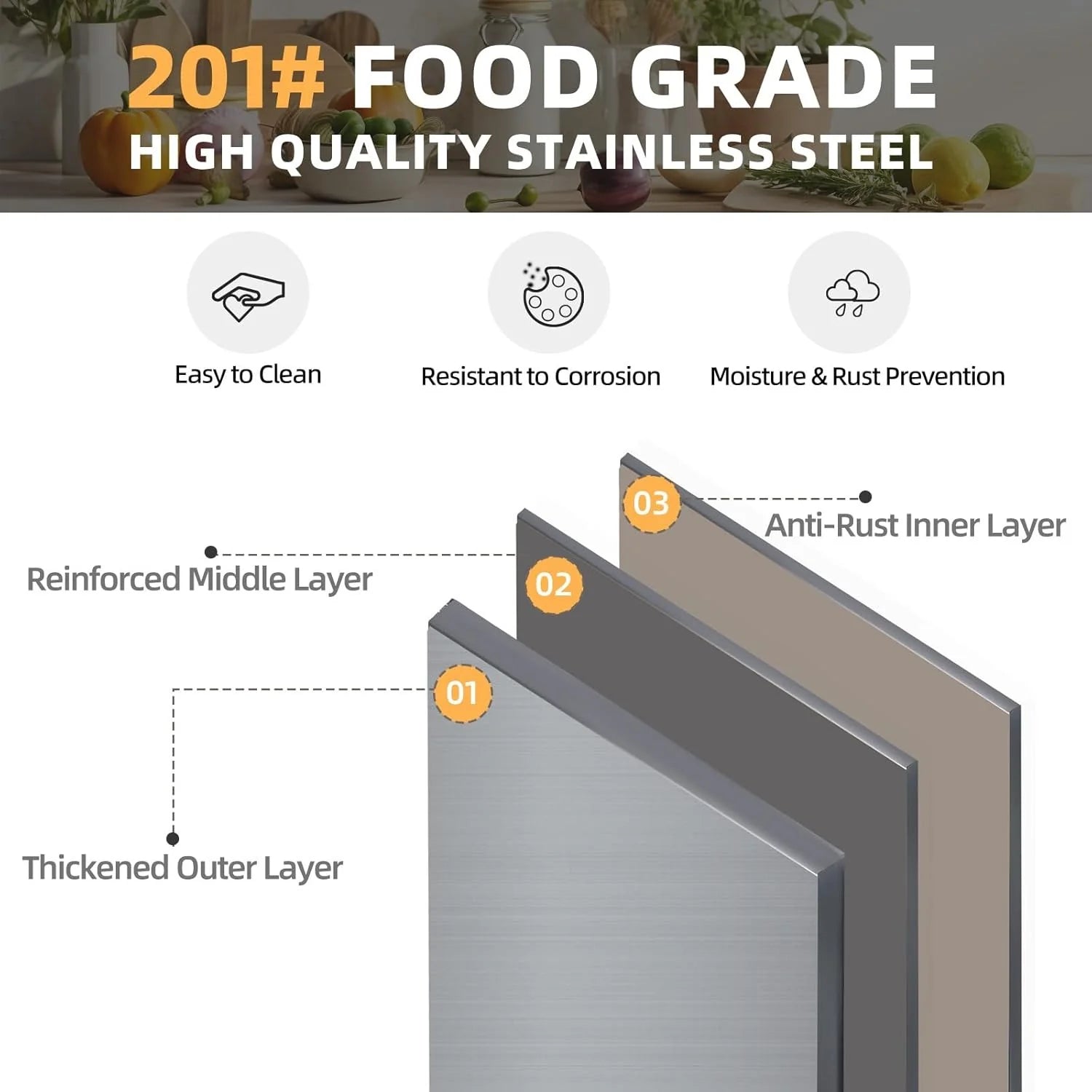 AECOJOY Stainless Steel Table with Shelves and Drawer 48"x24" Prep Table for Commercial Kitchen