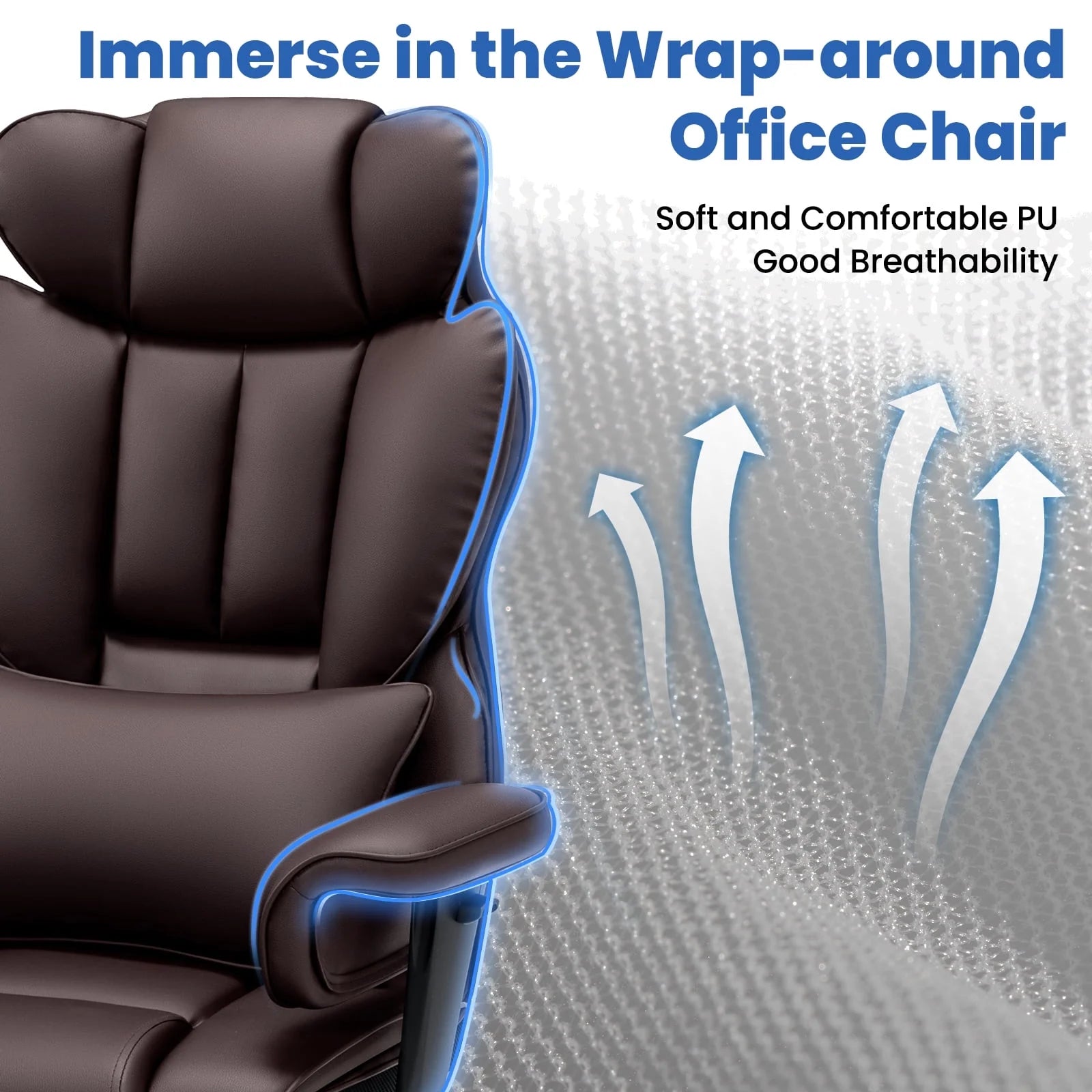 Hoffree Big and Tall Fabric Office Chair 450 lb, Executive Desk Chair with Massage Ergonomic Computer Chair with Footrest Reclining Desk Office Chair with Lumbar Support for Home Office