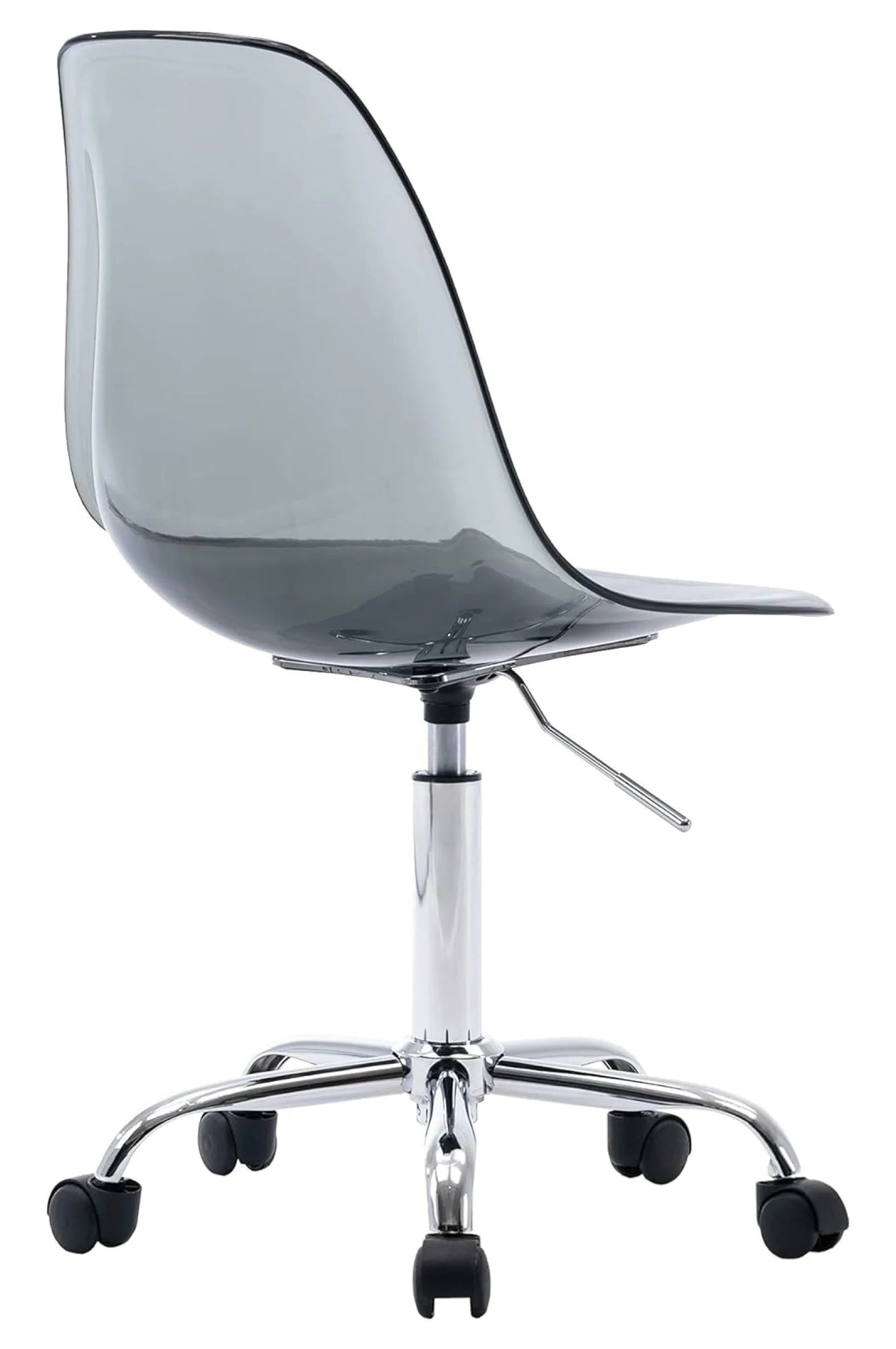 Echoworld Clear Rolling Chair, Armless Desk Chair with Golden Feet Swivel Molded Plastic Shell Adjustable Home Office Chair with Wheels, Clear