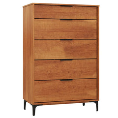 Mid Century Modern 5-Drawer Dresser, Wooden Chest of Drawers with Interlock System, Anti-Tip Kit & Metal Legs for Bedroom, Living Room, Hallway - 1 PCS