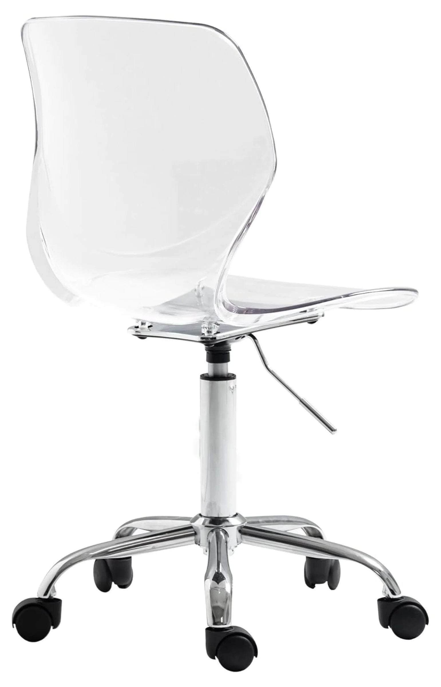 Echoworld Clear Rolling Chair, Armless Desk Chair with Golden Feet Swivel Molded Plastic Shell Adjustable Home Office Chair with Wheels, Clear
