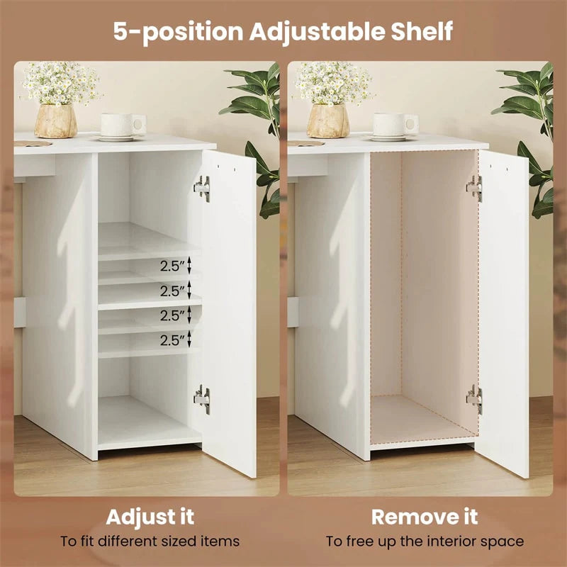 53" Computer Desk with 4 Storage Drawers & Cabinet, Home Office Desk w/ Charging Station, Adjustable Shelf & Cable Management for Study, Makeup