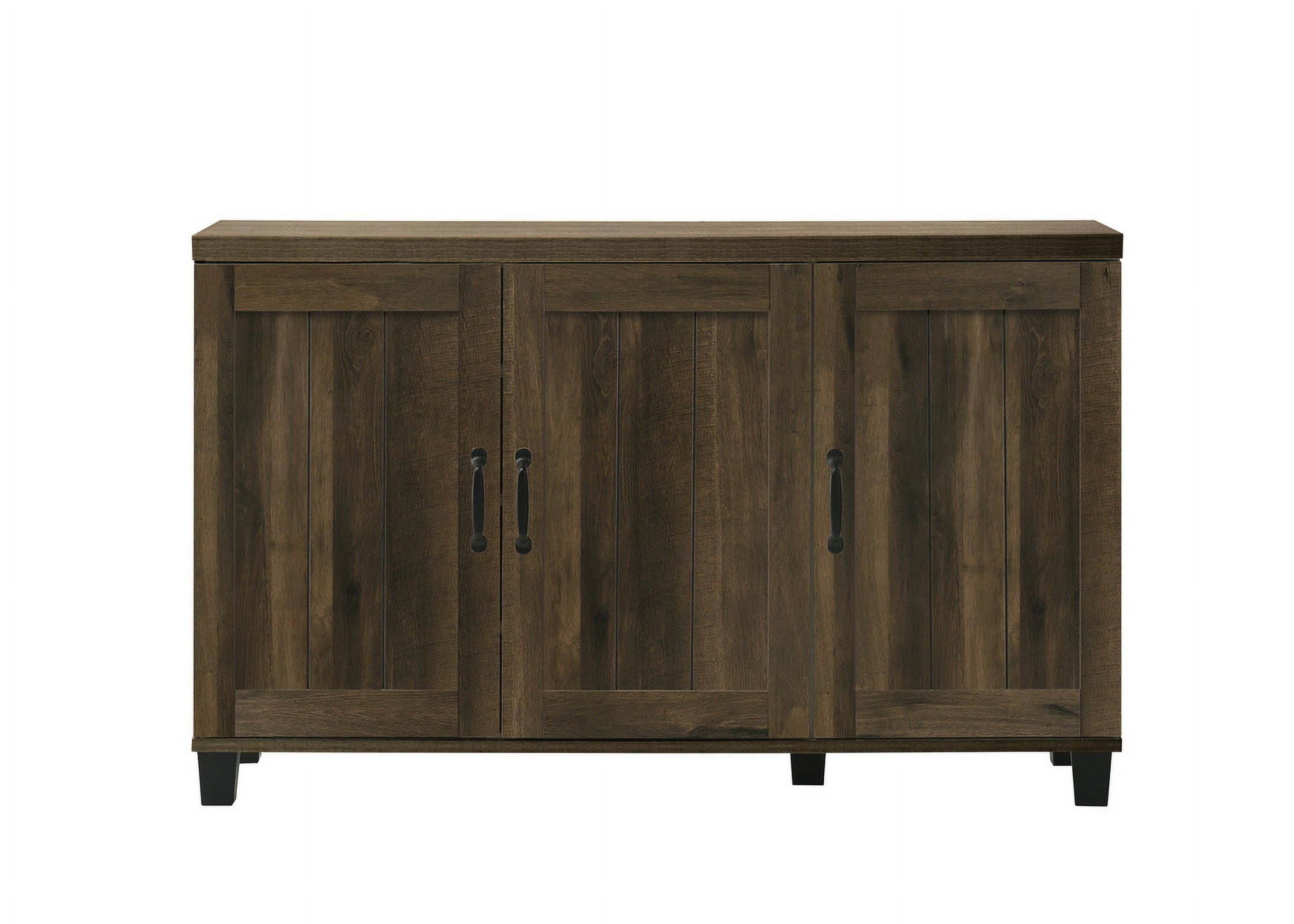 Qumbnk Wood Shoes Storage Cabinet with Handle, 3 Door Accent Cabinet for Living Room, Bedroom, Dark Brown