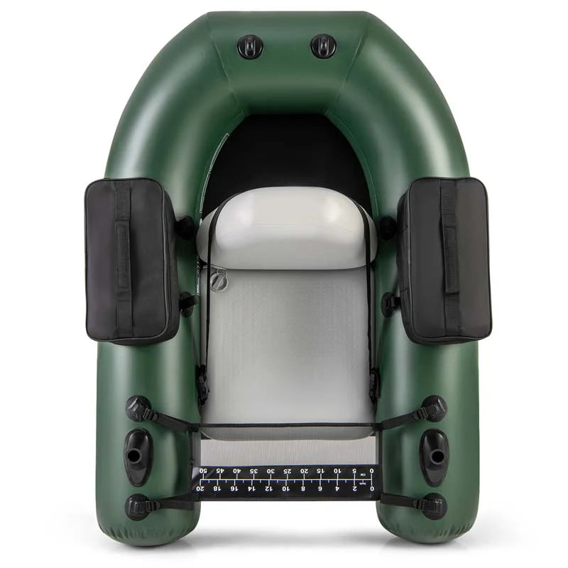 Inflatable Fishing Float Tube with 2 Large Storage Pockets, Angling Base, 20" Fish Ruler & 4 Motor Buckles, 352LBS Capacity Belly Boat for Fly Fishing