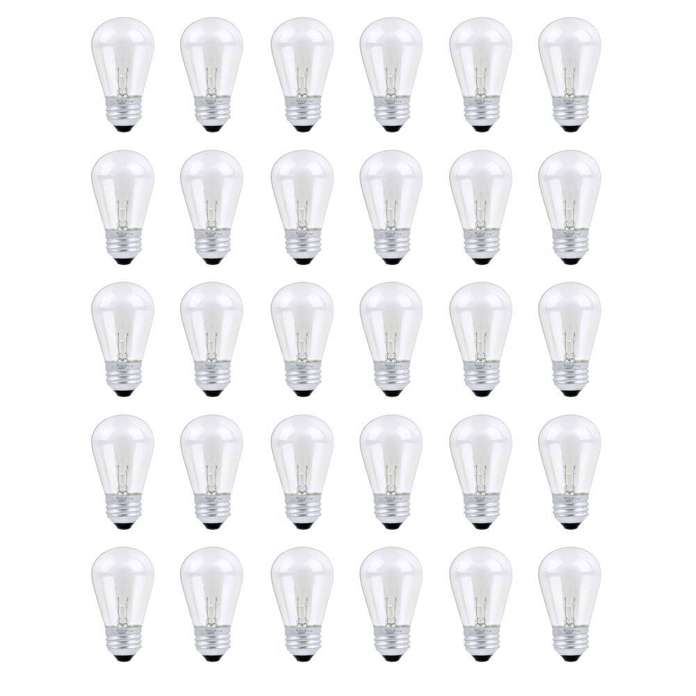 30 Pack S14 Outdoor String Light Bulbs Set 120V 11W Clear Outdoor Patio Vintage Light Shatterproof Bulbs