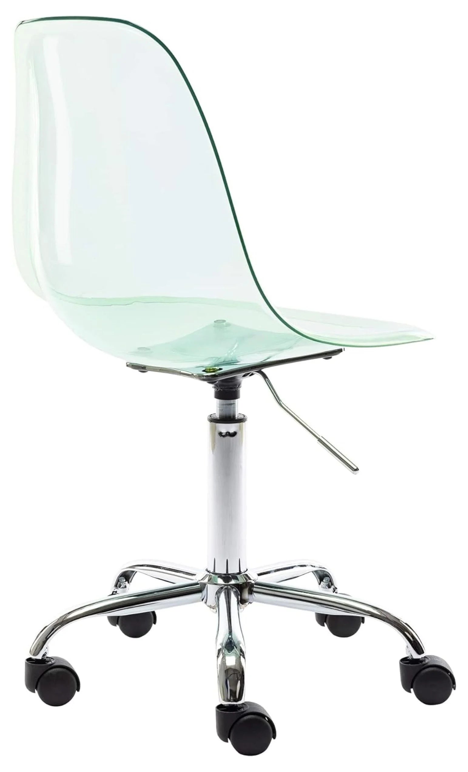 Echoworld Clear Rolling Chair, Armless Desk Chair with Golden Feet Swivel Molded Plastic Shell Adjustable Home Office Chair with Wheels, Clear