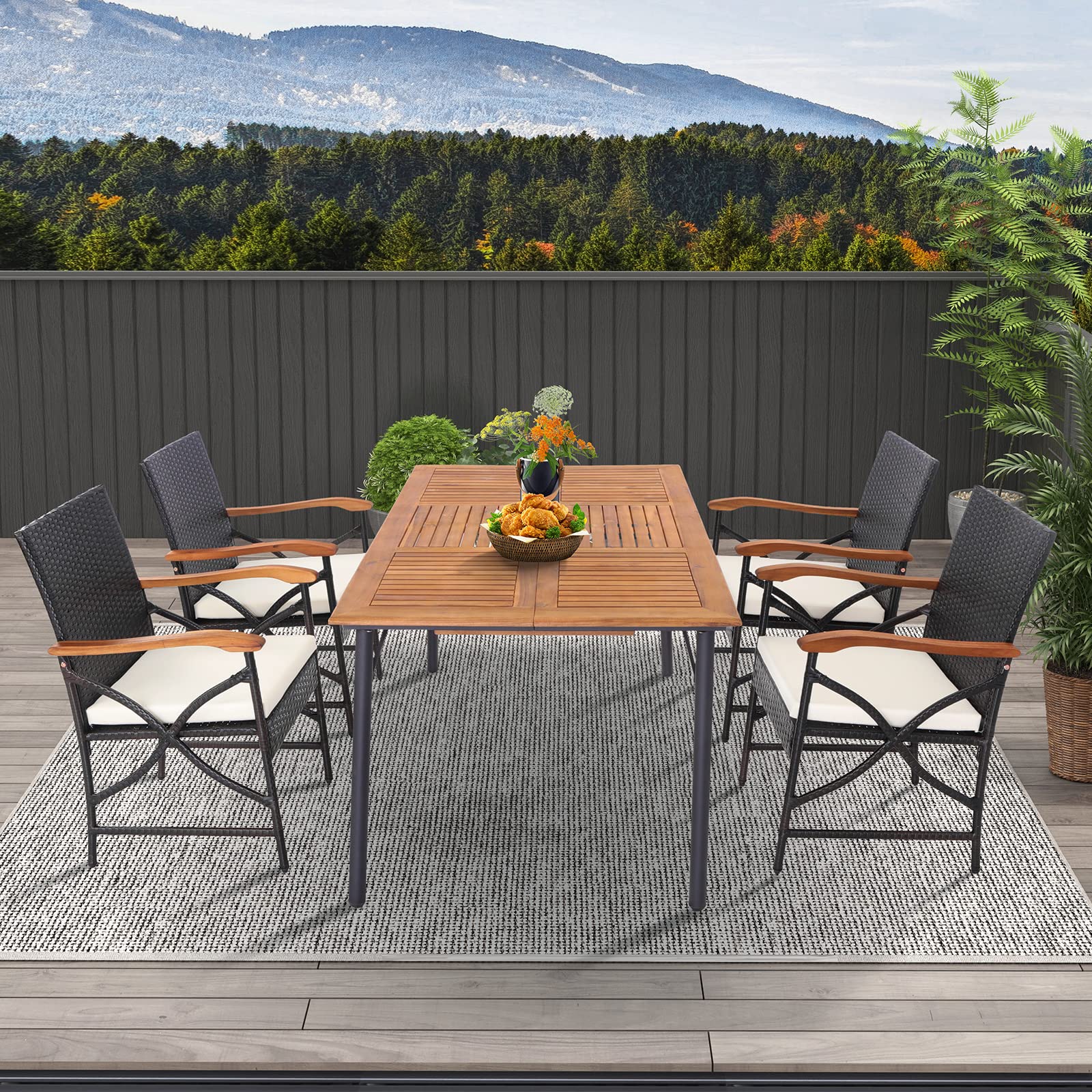Tangkula Patio Wicker Chair Set of 2, Outdoor PE Rattan Chairs