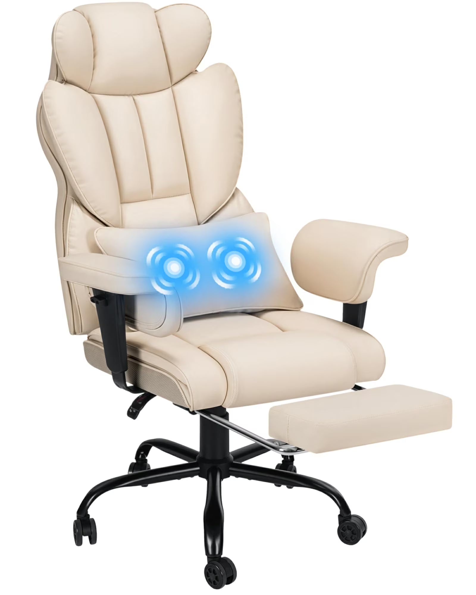 Hoffree Big and Tall Fabric Office Chair 450 lb, Executive Desk Chair with Massage Ergonomic Computer Chair with Footrest Reclining Desk Office Chair with Lumbar Support for Home Office