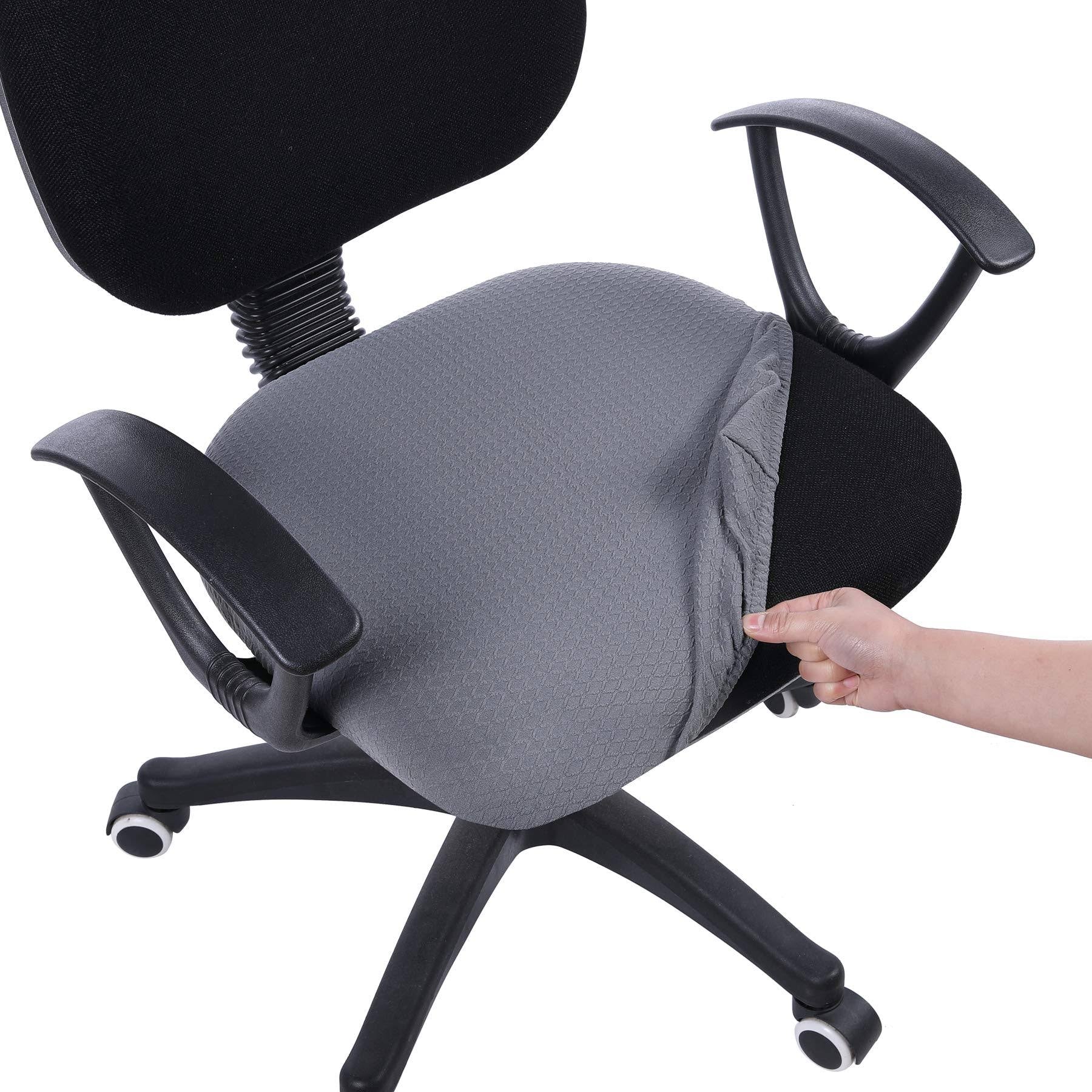 smiry Stretch Jacquard Office Computer Chair Seat Covers, Removable Washable Anti-Dust Desk Chair Seat Cushion Protectors - Grey
