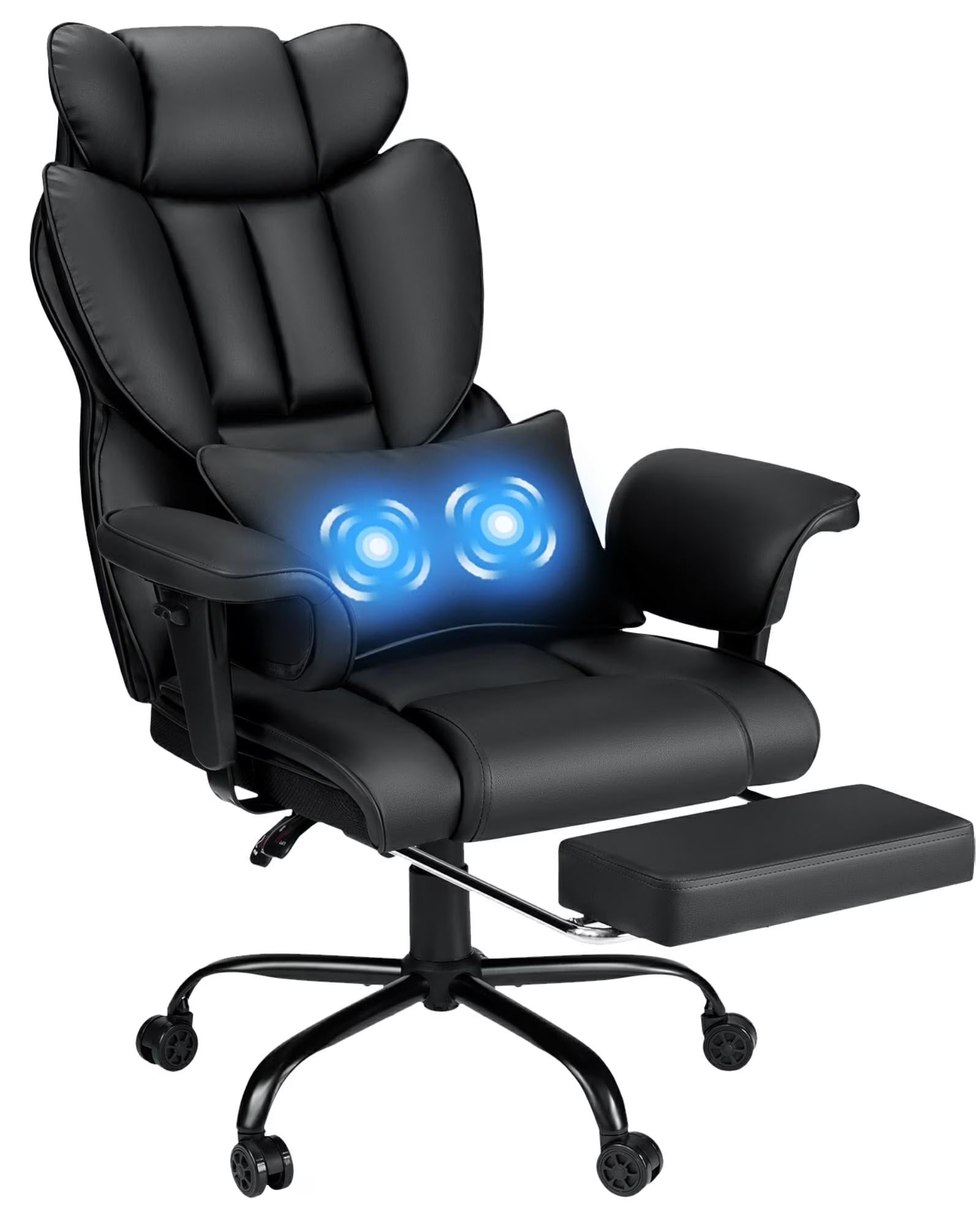 Hoffree Big and Tall Fabric Office Chair 450 lb, Executive Desk Chair with Massage Ergonomic Computer Chair with Footrest Reclining Desk Office Chair with Lumbar Support for Home Office